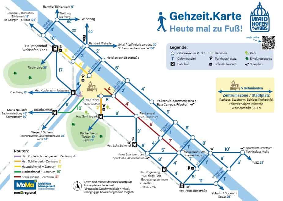 Gehzeit.Karte Waidhofen/Ybbs